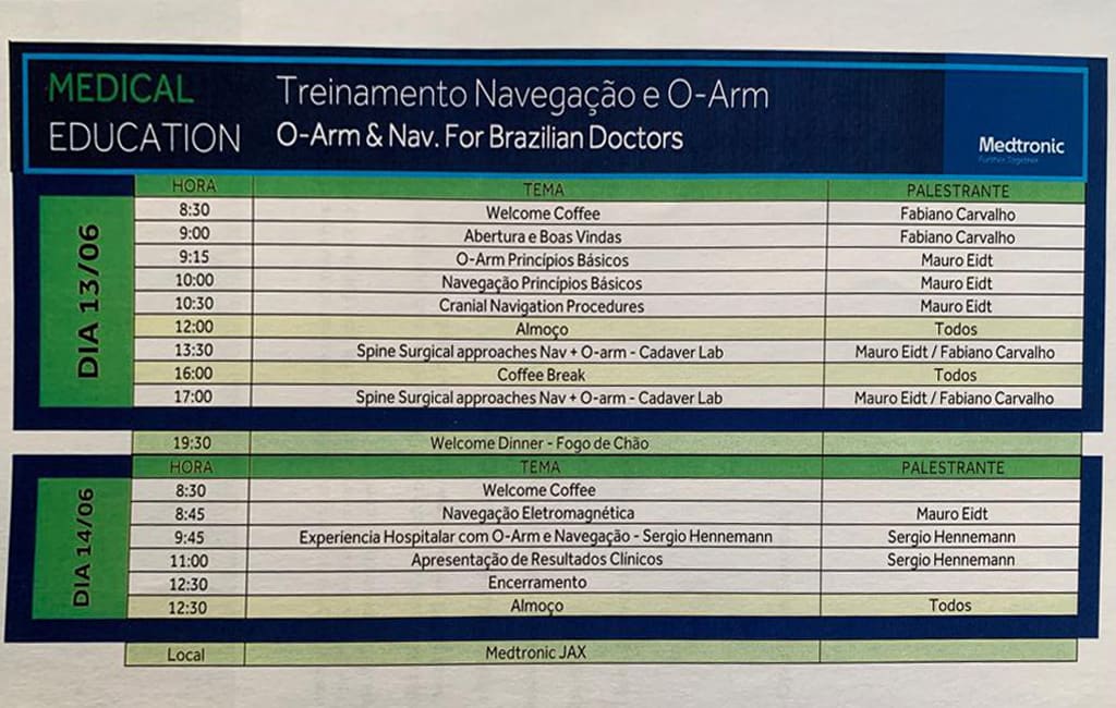 Treinamento O-Arm e Neuronavegador